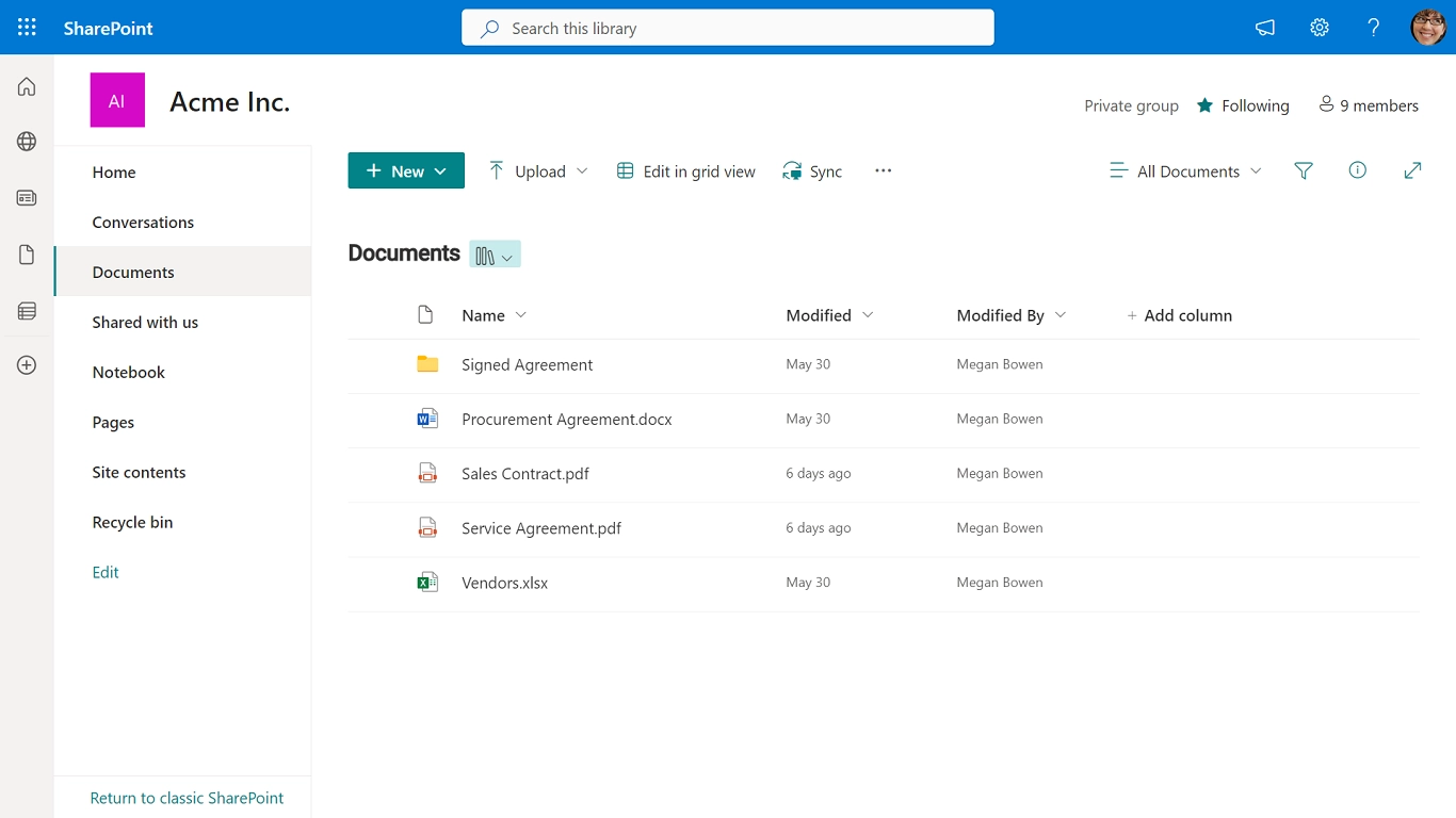 SharePoint screenshot