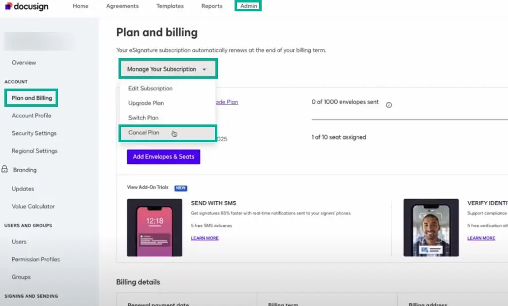 how to cancel docusign